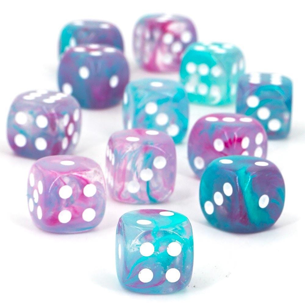 12 D6 Nebula 16mm Dice Wisteria w/white Luminary - CHX27745 - Abyss Game Store