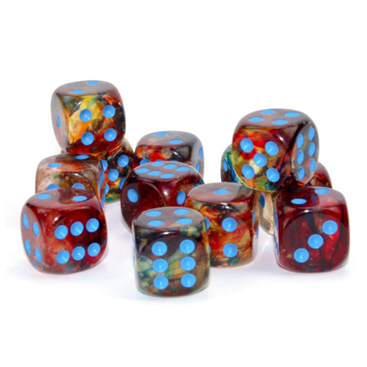 12 D6 Nebula 16mm Dice Primary w/Blue Luminary - CHX27759 - Abyss Game Store