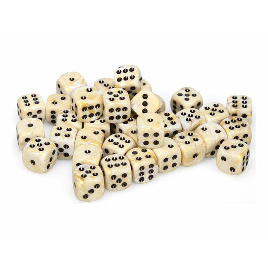 36 D6 Marble 12mm Dice Ivory w/black - CHX27802