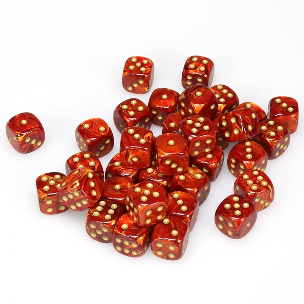 36 D6 Scarab 12mm Dice Scarlet w/gold - CHX27814