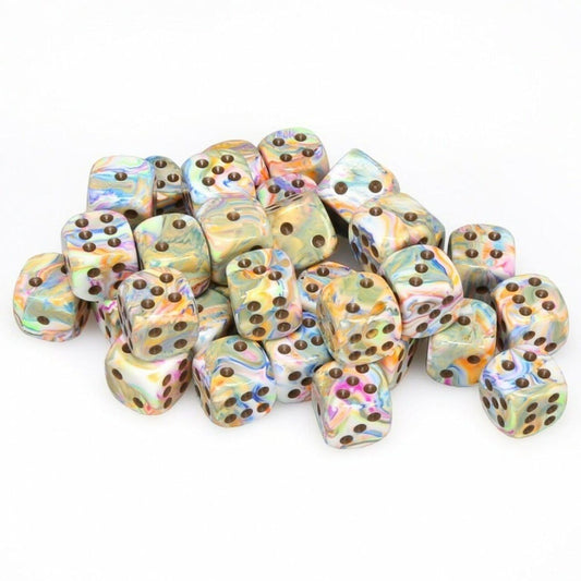 36 D6 Festive 12mm Dice Vibrant w/Brown - CHX27841