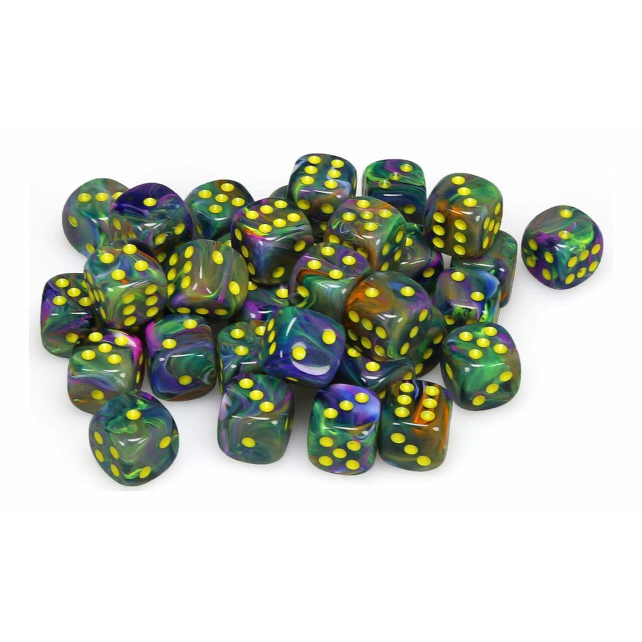 36 D6 Festive 12mm Dice Rio w/Yellow - CHX27849