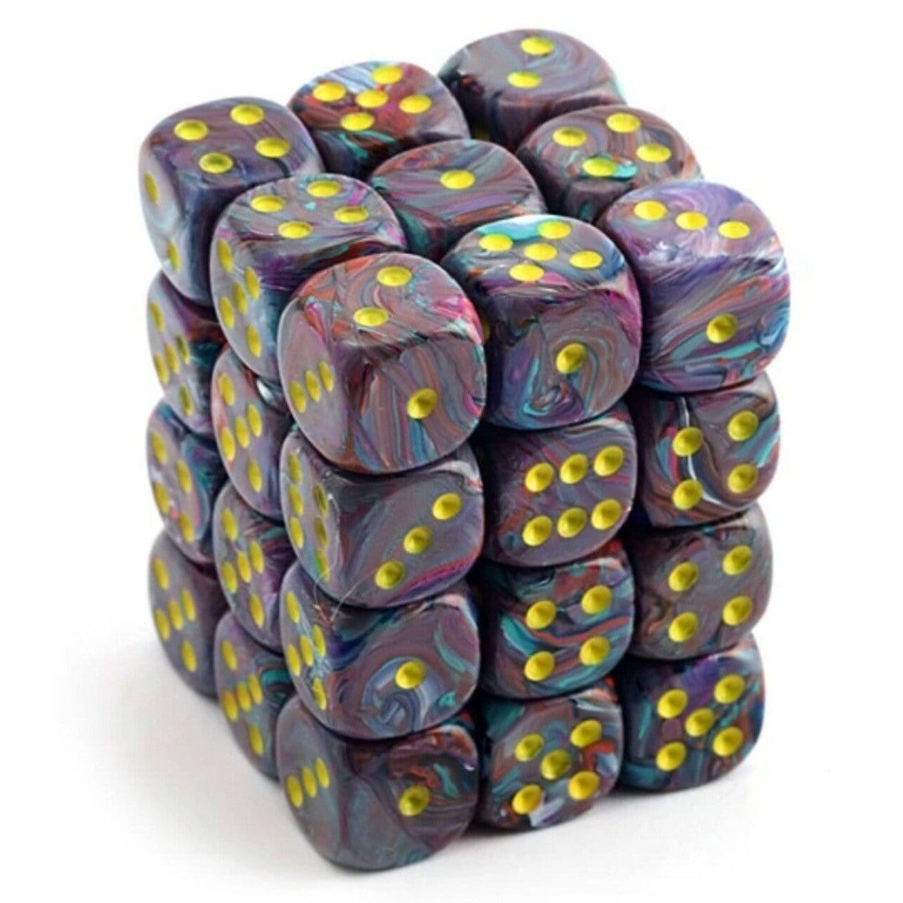 36 D6 Festive 12mm Dice Mosaic w/Yellow - CHX27850