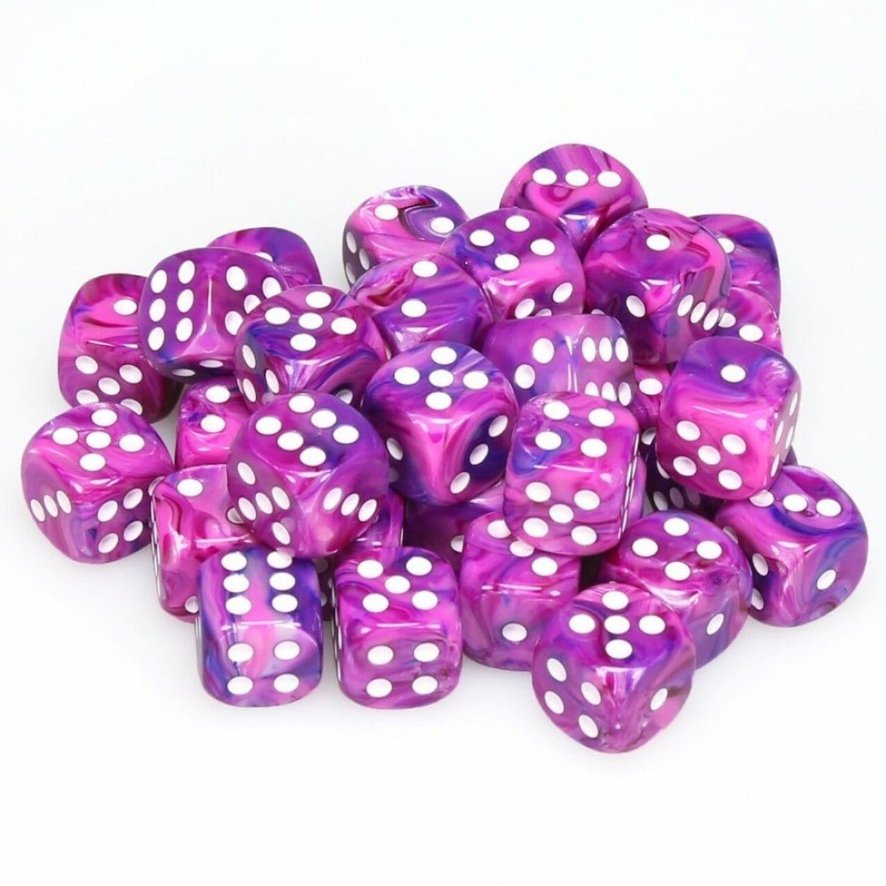 36 D6 Festive 12mm Dice Violet w/White - CHX27857