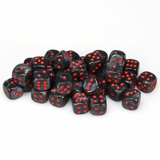 36 D6 Velvet 12mm Dice Black w/red - CHX27878