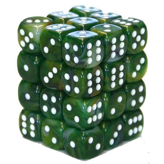 36 D6 Phantom 12mm Dice Green w/white - CHX27885