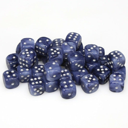 36 D6 Phantom 12mm Dice Black w/Silver - CHX27888