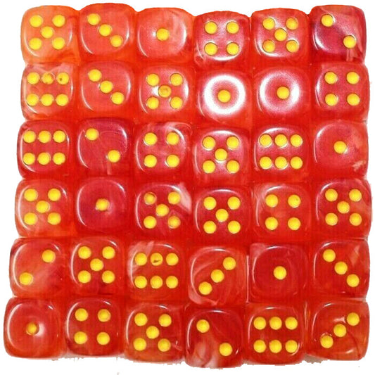 36 D6 Ghostly Glow 12mm Dice Orange / Yellow - CHX27923