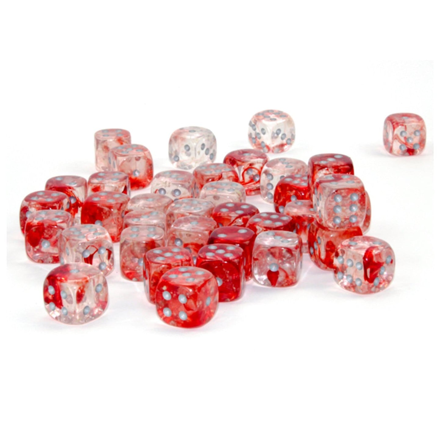 36 D6 Nebula 12mm Dice Red / Silver Luminary - CHX27954