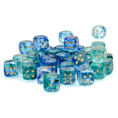 36 D6 Nebula 12mm Dice Oceanic w/Gold Luminary - CHX27956