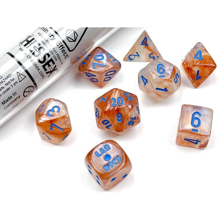 7 Polyhedral Dice Set Borealis Rose Gold / Light Blue - CHX30045