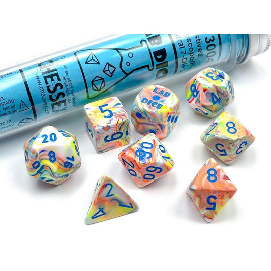 7 Polyhedral Dice Set Festive Kaleidoscope / Blue - CHX30047