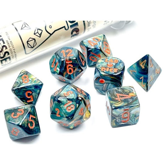 7 Polyhedral Dice Set Lustrous Alpestris / Orange - CHX30049