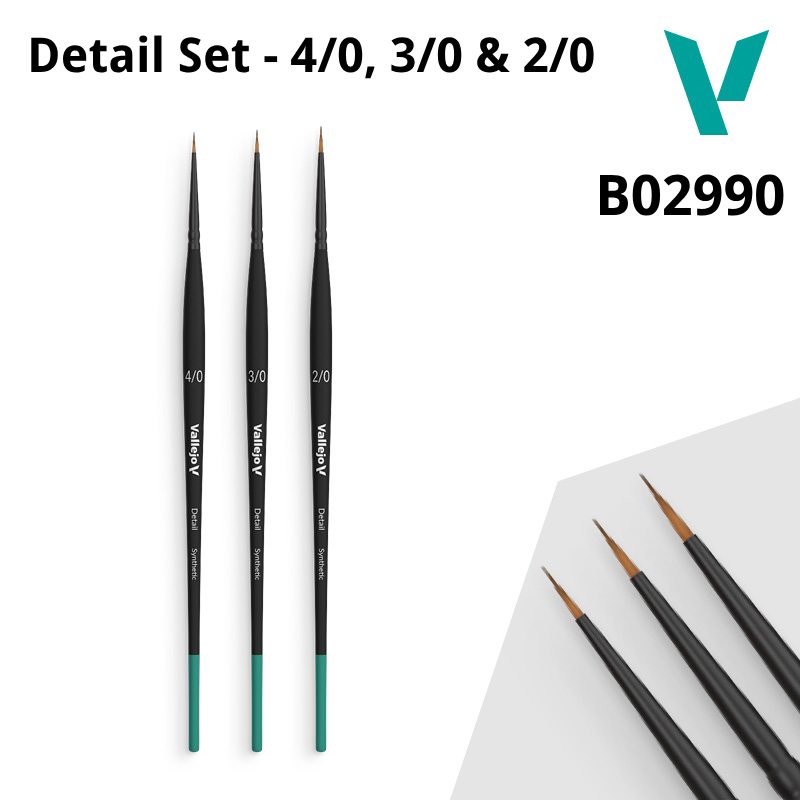 Vallejo Brush Set - Detail Brush Size 4/0, 3/0 & 2/0 (B02990)