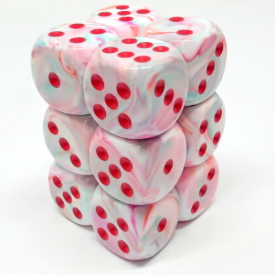 12 D6 Festive 16mm Dice Pop Art / Red - CHX27739