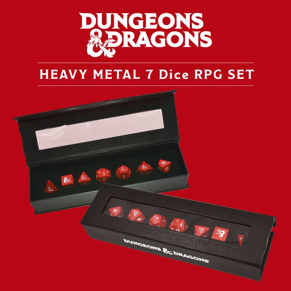 7 Polyhedral Dice Set Heavy Metal D&D Red/White - UP18395