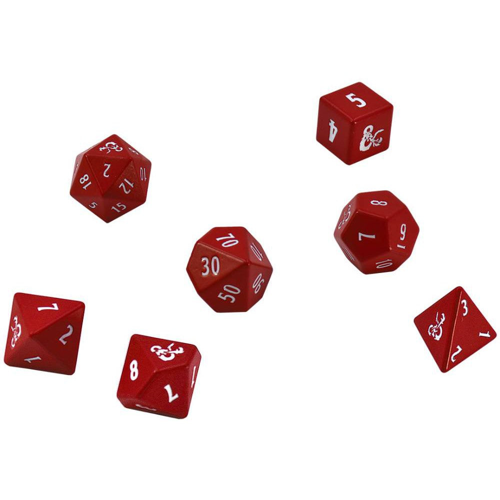 7 Polyhedral Dice Set Heavy Metal D&D Red/White - UP18395