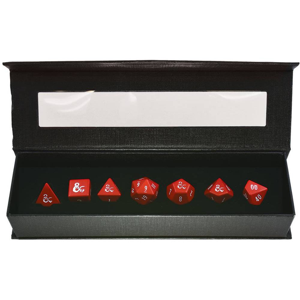 7 Polyhedral Dice Set Heavy Metal D&D Red/White - UP18395