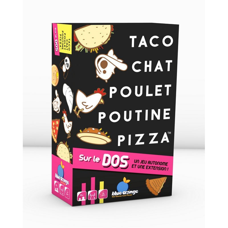 Taco, chat, poulet, poutine, pizza sur le dos