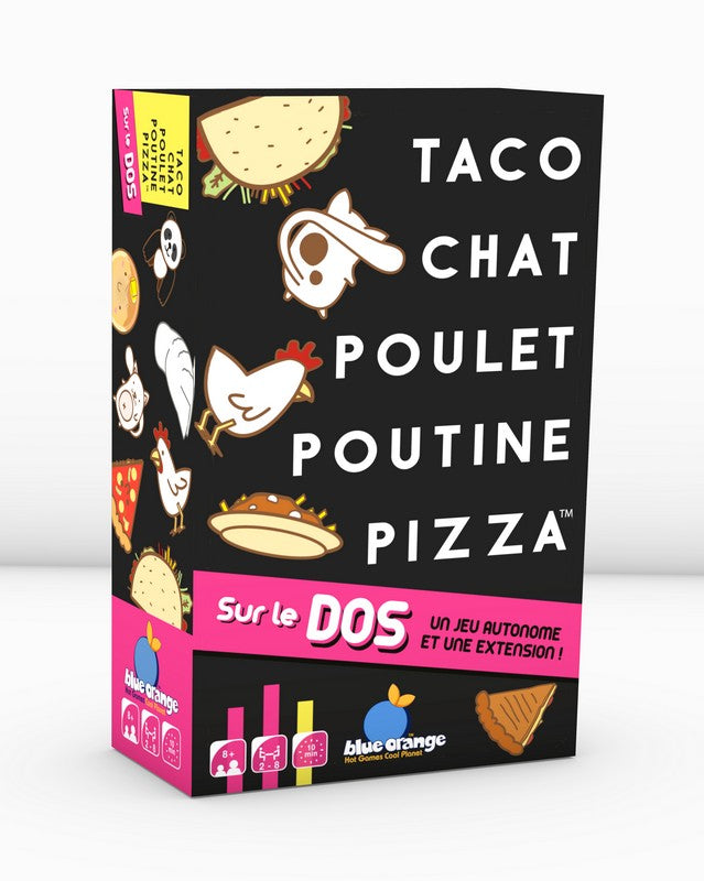 Taco, chat, poulet, poutine, pizza sur le dos