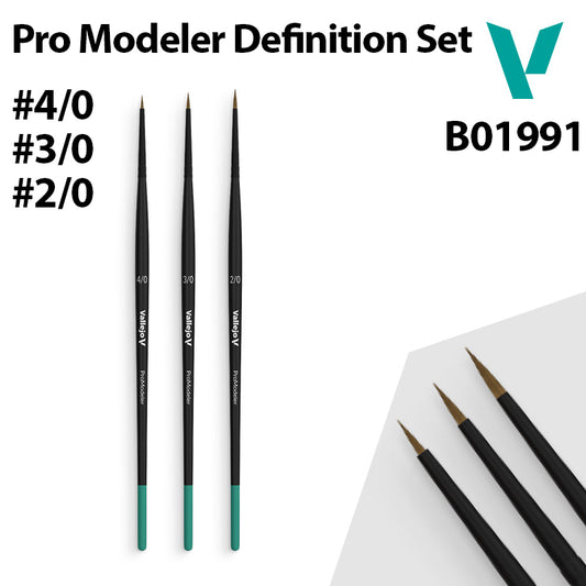 Vallejo Brush Set - Pro Modeler Brush Size 4/0, 3/0 & 2/0 (B01990)