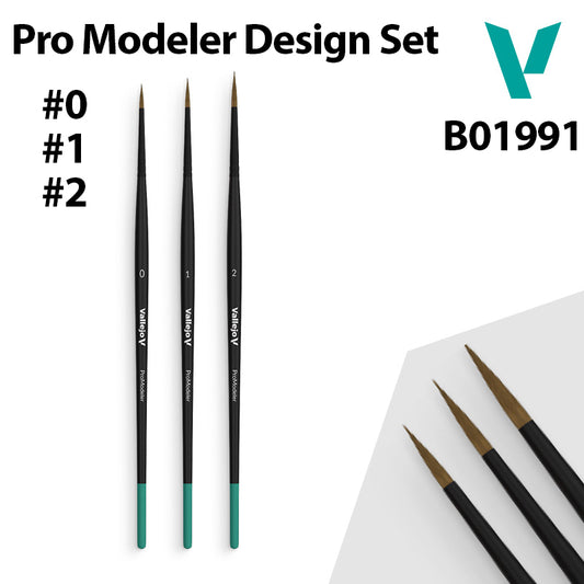 Vallejo Brush Set - Pro Modeler Brush Size 0, 1 & 2 (B01991)