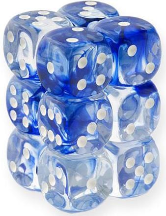 12 D6 Nebula 16mm Dice Dark Blue w/White - CHX27666 - Abyss Game Store