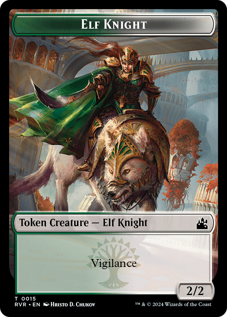 Elf Knight // Beast Double-Sided Token [Ravnica Remastered Tokens]